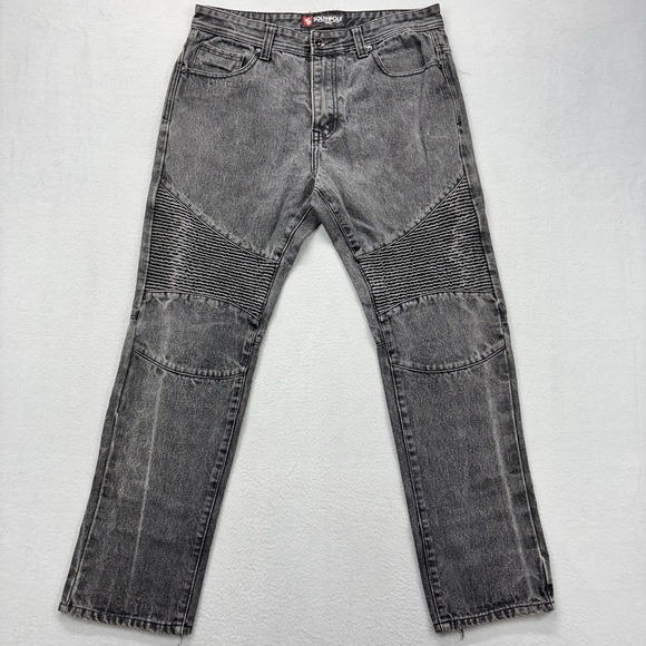 VTG Southpole Moto Jeans Mens 34x30 34x30 Straight Leg Black Y2K Denim Faded - Picture 1 of 13